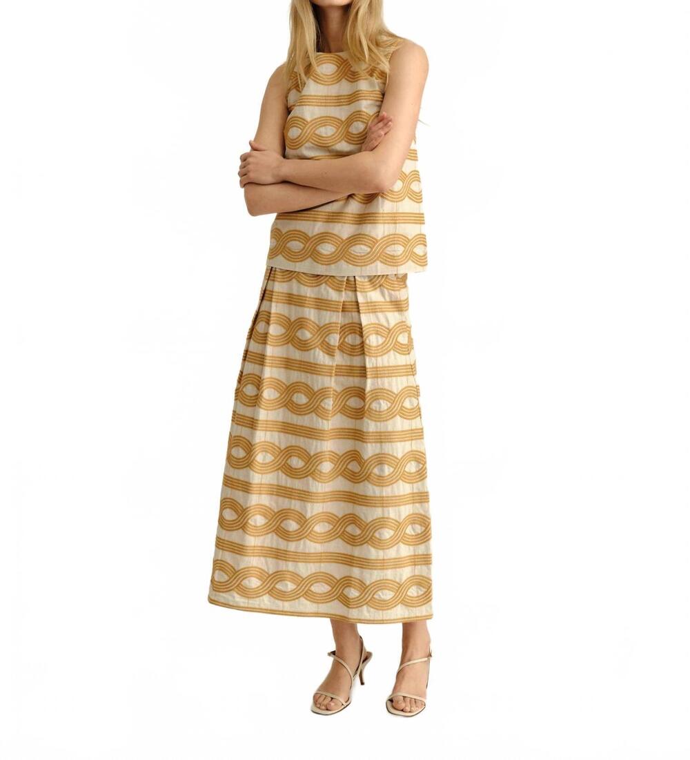 NEW CARTOLINA NANTUCKET bea midi skirt in goldenrod